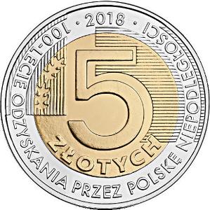 5 Zlotych 2018 Polsko pamětní mince - 100. výročí nezávislosti UNC