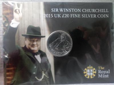 20 liber 2015 Winston Churchill Velká Británie ryzí stříbro UNC