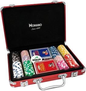 Poker set s 200 žetony 14g - ALU červený kufřík Modiano