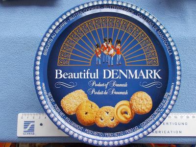 Plechová krabička dárková plechovka cukrovinky sušenky Dánsko dekorace