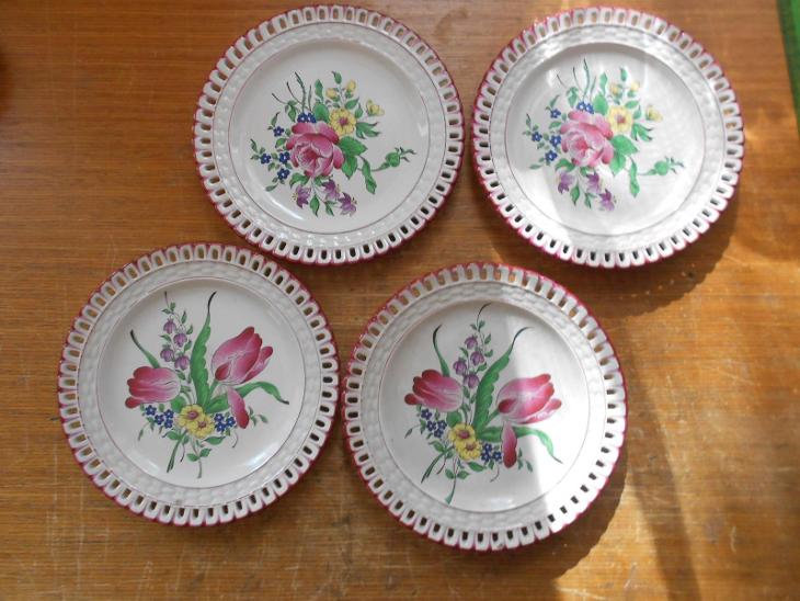 4 TALÍŘE FRANCIE, 19. století, perfektní stav - Starožitné porcelánové talíře