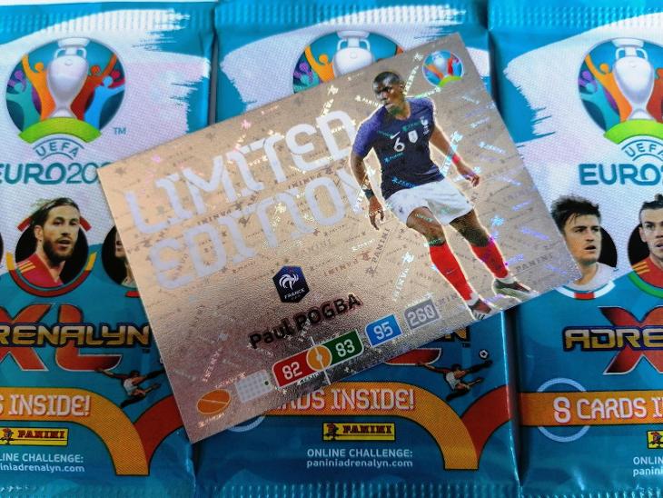 Fotbalové kartičky UEFA Euro 2020 Adrenalyn XL : Sada 3 + 1 LIMITED ! - Sportovní sbírky