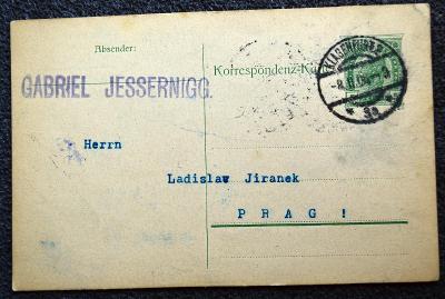 Rakousko-Uhersko, Firma, Klagenfurt Praha, 1908r. / F-489a