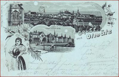 Olomouc (Olmütz) * části města, okénková koláž, litografie * M357
