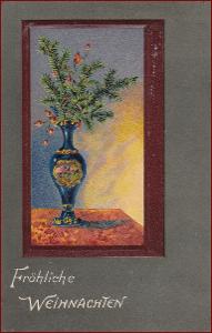 Vánoce * váza, větvička, kytice, tlačená, gratulační * M1918