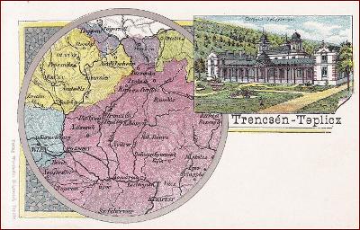 Trenčianske Teplice * mapa, litografie, koláž * Slovensko * Z001