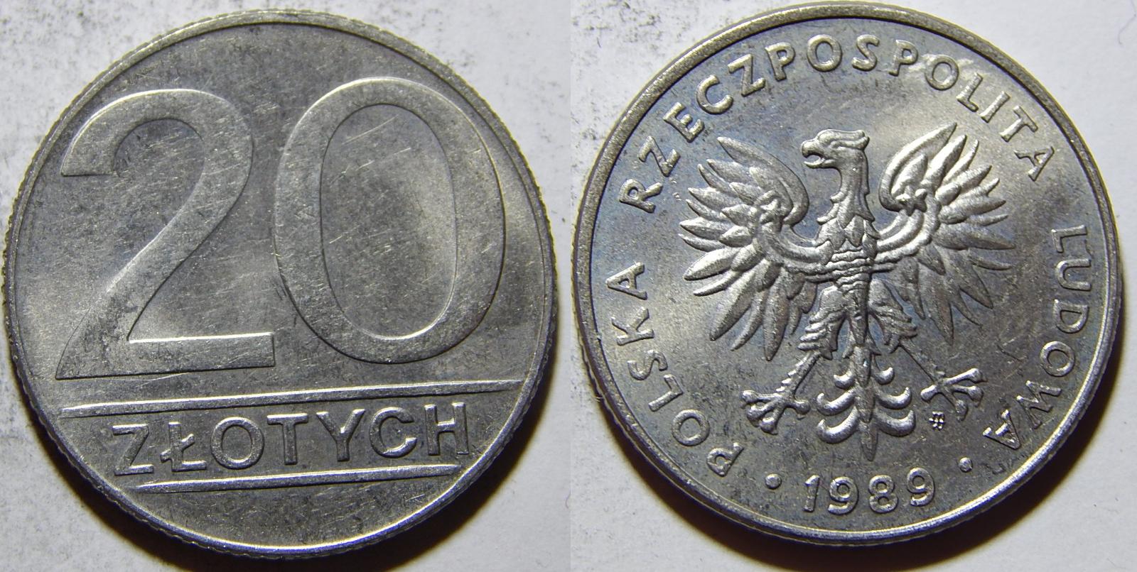Poľsko 20 Zlotych 1989 XF č11034 - Numizmatika