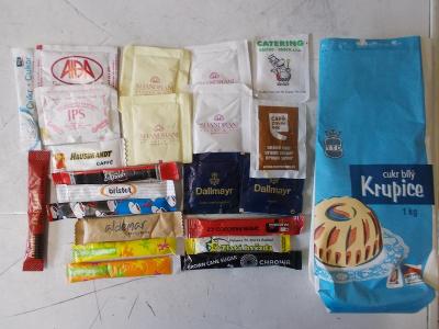 Sběratelský cukr starší malá sbírka sáčky mix  cizina i Mauritius 