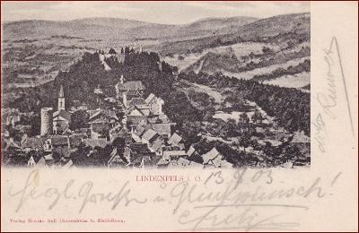 Lindenfels im Odenwald * pohled na část města * Německo * Z032