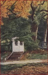 Krajina * zahrada, stromy, schody, umělecká, sign. Hoffmann * M4450