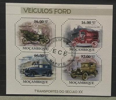 Mozambik 2011 - CTO aršík, historická auta značky Ford, veterány