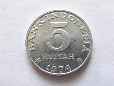 5 Rupiah 1974, Indonesie.