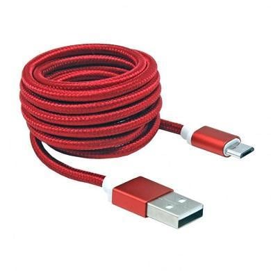 Červený USB 2.0 kabel s konektory USB Type A Male a USB Micro-B Male