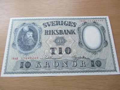 Švédsko 10 kronor 1948 Sveriges Riksbank Gustav Vasa