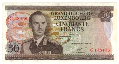 Luxembursko 50 Francs 25.8.1972 stav VF	