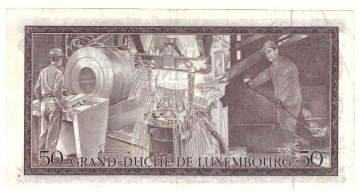 Luxembursko 50 Francs 25.8.1972 stav VF	