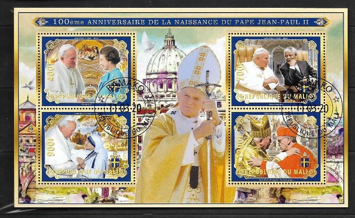 Mali 2020- Jan Pavel II+Alžběta II+Mandela+Matka Tereza+František I. - Známky