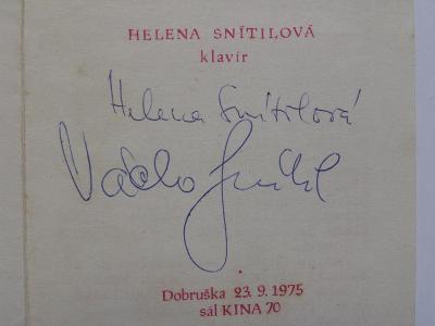Helena Snítilová a Václav Snítil  - podpisy - Dobruška 1975 