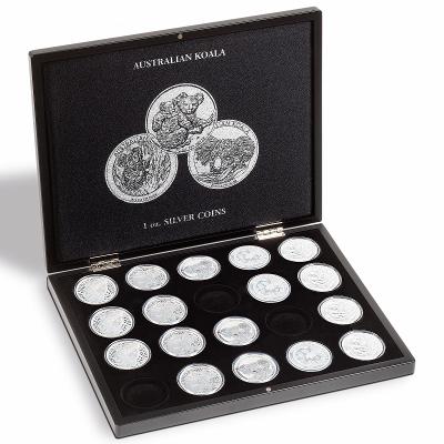 Mincovní kazeta na 20 stříbrných mincí KOALA 1 Oz v kapslích NOVÁ