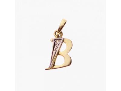 Zlatý přívěsek s kamínkem písmeno "B"