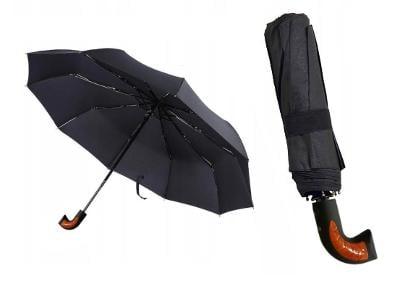 Elegantní černý deštník 10 dratový automatické zavírání 0531 R&B911