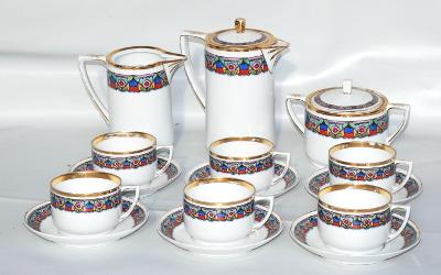 Starý porcelánový kávový servis lidová malírna