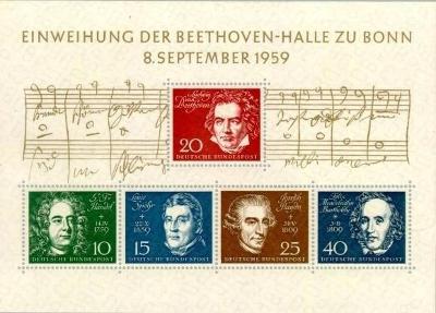 Německo BRD SRN 1959 Známky aršík Mi 2 ** hudba skladatel Beethoven