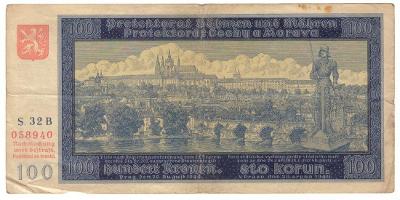 1940 (B+M) - Bankovka 100 K, NEperforovaná, série 32B, I. vydání (1033