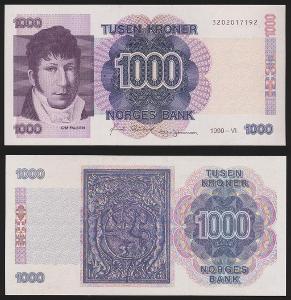 NORSKO 1000 Kronor 1990 P-45a UNC