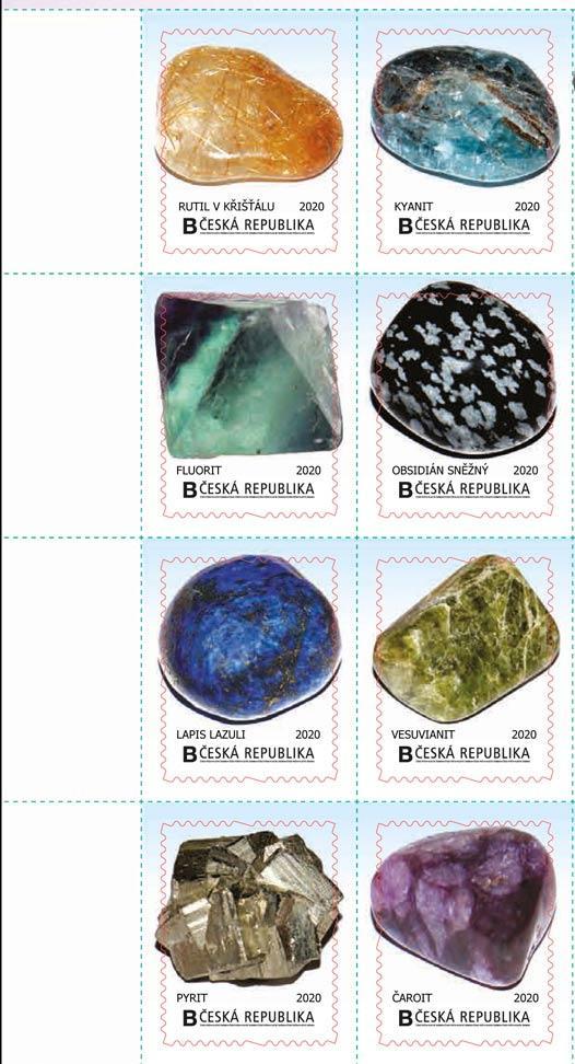 Vlastní známky TL0105 Svět minerálů 8-blok známek (nom 168Kč) - Známky Československo+ČR