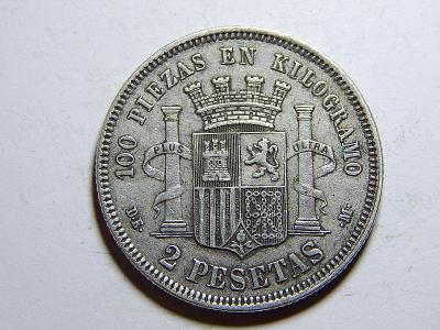 Španělsko 2 Pesetas 1870 DE.M. XF č21237