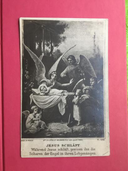 pohlednice z roku 1934 SPÍCÍ JEŽÍŠEK made in France 13,9 x 8,9 cm - Sběratelství