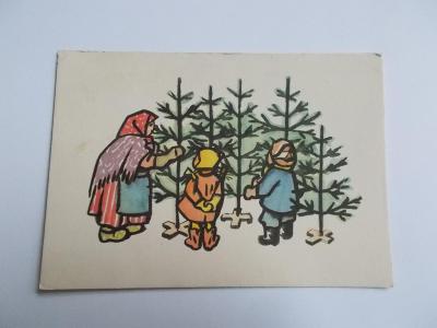 Svátek přání malíř Skála Vánoce zima Nový rok děti stromeček