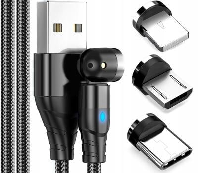 Nabíjací magnetický USB kábel 3A na IPHONE MICRO USB TYP-C - 2m, kb33
