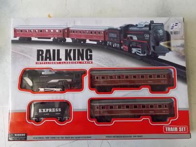 Model Rail King vláček hračka parní lokomotiva vagony komplet sada