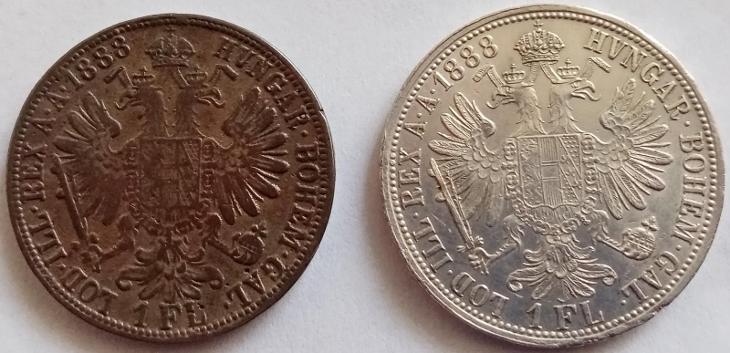 1 Zlatník 1888 b.z. + dobové falzum 2 ks
