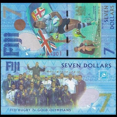 7 DOLLAR FIJI 2016/2017 UNC Rugby 7s Gold Medal COMM