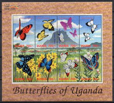 Uganda-Motýli 2000**  Mi.Klb.2239-2246 / 16 €