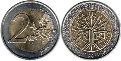 2 euro 2018 FRANCIE - obehová mince z rolky
