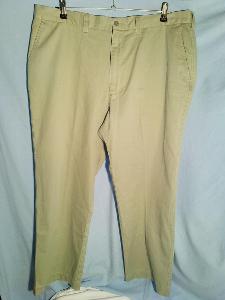 Zelenkavé plátené nohavice, veľ. XXL, pás 102 cm