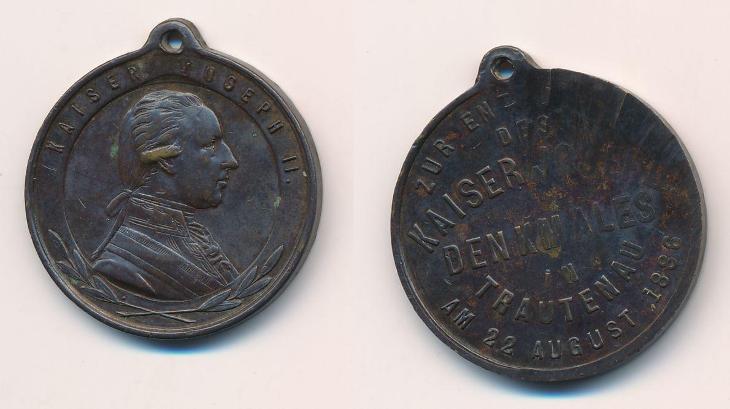 Trutnov odhalení pomníku Josef II 1886 poprsí císaře - Numismatika
