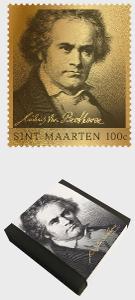 Svatý Martin Nizozemsko 2020 Známky ** zlatá poštovní známka Beethoven