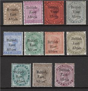 Brtiská Východní Afrika 1895 - komplet definitiva Viktorie po 1R 399£