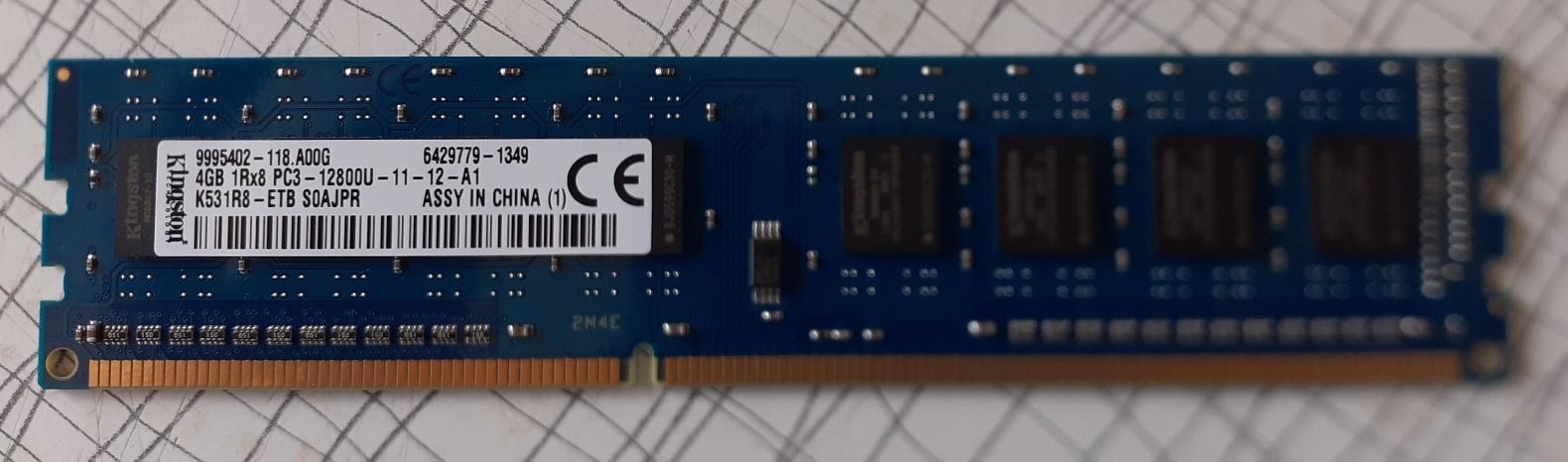 RAM DDR3 4GB 1Rx8 PC3-12800U - Počítače a hry