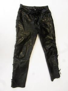 Kožené šněrovací kalhoty - vel. 46, pas: 84 cm