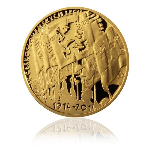 Investiční zlato - Založení Čsl. legií - 1/2 OZ medaile proof - č. 33! - Numismatika