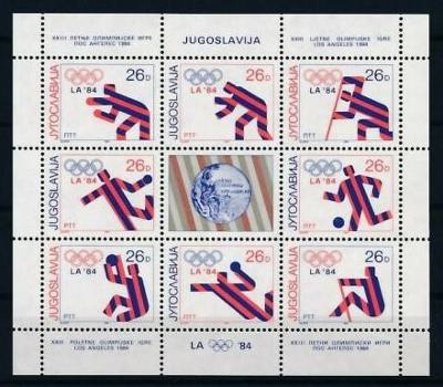 Jugoslávie 1984 Olympijští medailisté Mi# 2075-82 Bogen 2185