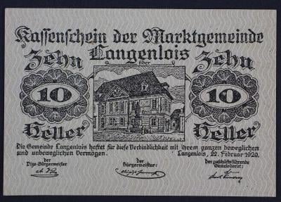Nouzová bankovka 10 Heller 1920 - Langenlois