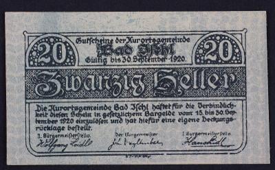 Nouzová bankovka Bad Ischl - 20 Heller