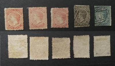 Turks Islands 1867-79 - smíšený komplet 5 prvních známek 410£